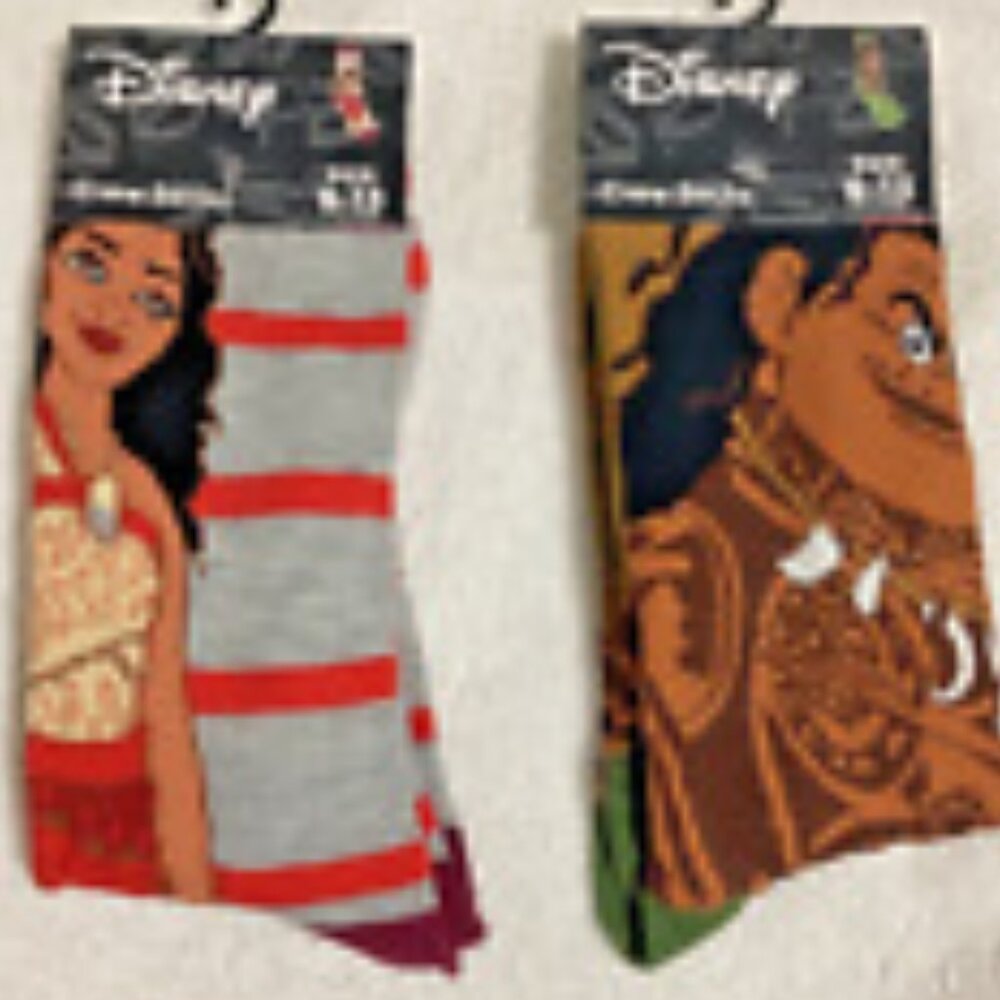 Disney Moana and Maui Crew Socks Size 9-13